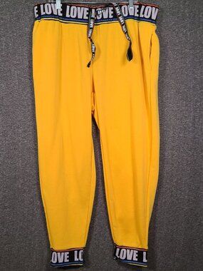 New Look Women's Size 3X Yellow "LOVE" Jogging Sweatpants